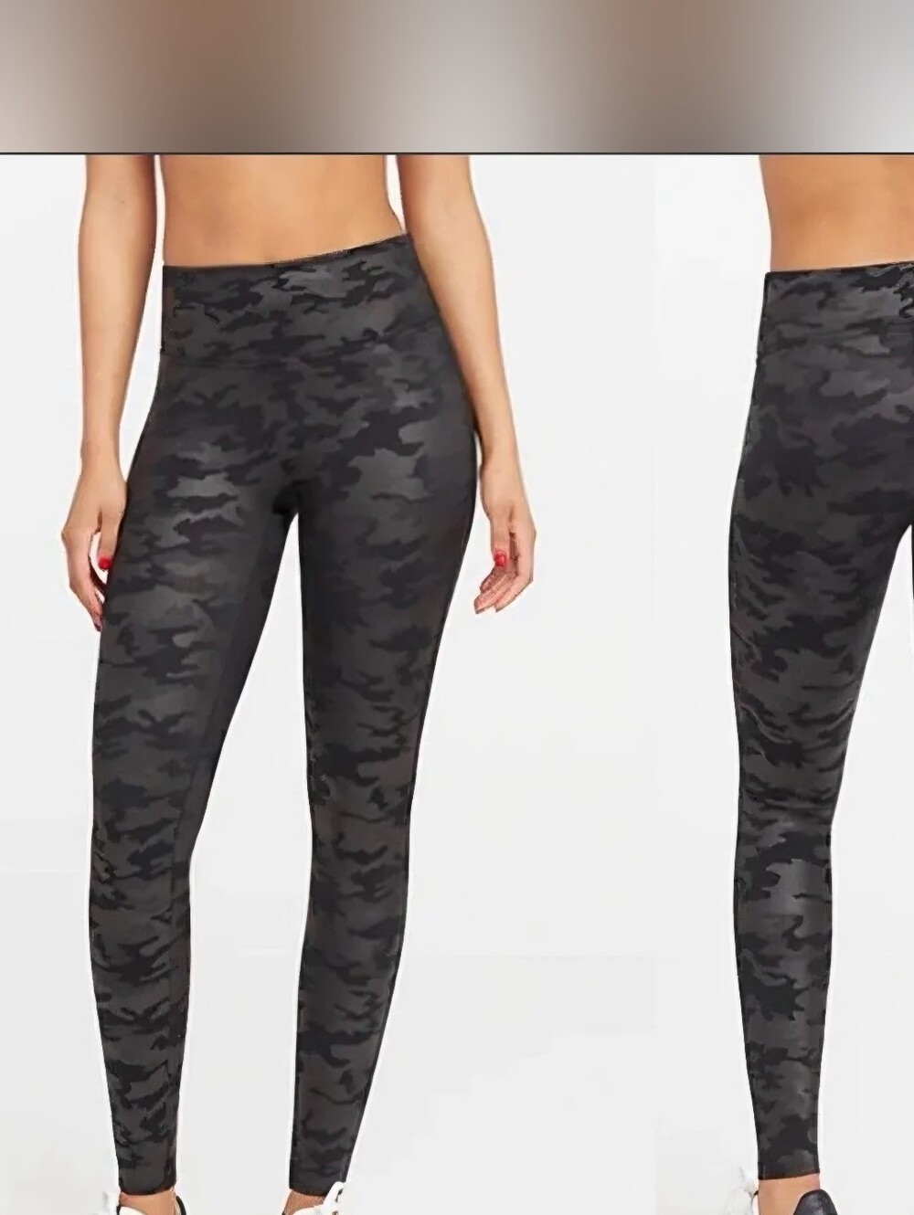 SPANX Faux Leather Camo Leggings in Black NWT XL